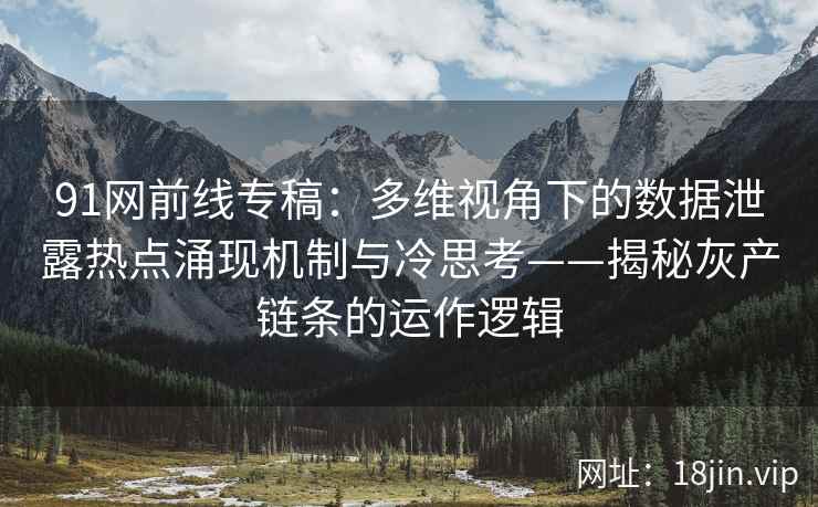 91网前线专稿：多维视角下的数据泄露热点涌现机制与冷思考——揭秘灰产链条的运作逻辑