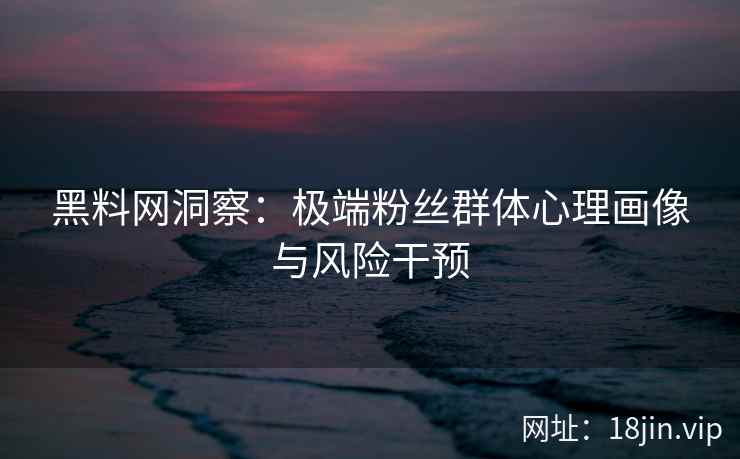 黑料网洞察：极端粉丝群体心理画像与风险干预